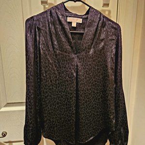 Michael Kors Black Leopard Print Blouse